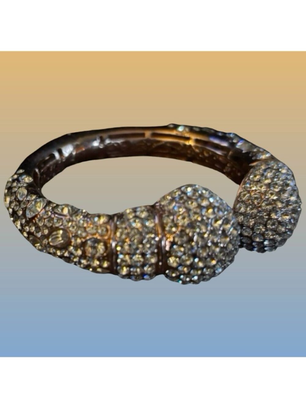 Joan Boyce Rhinestone-Encrusted Kissable Hinged Cuff Bracelet Sparkling Chic - Picture 5 of 8